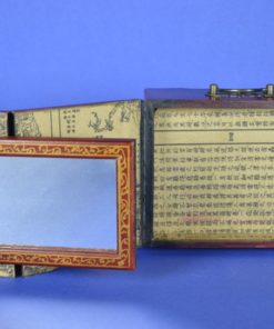 Make-up en juwelenkistje - rood leer, hout en koper