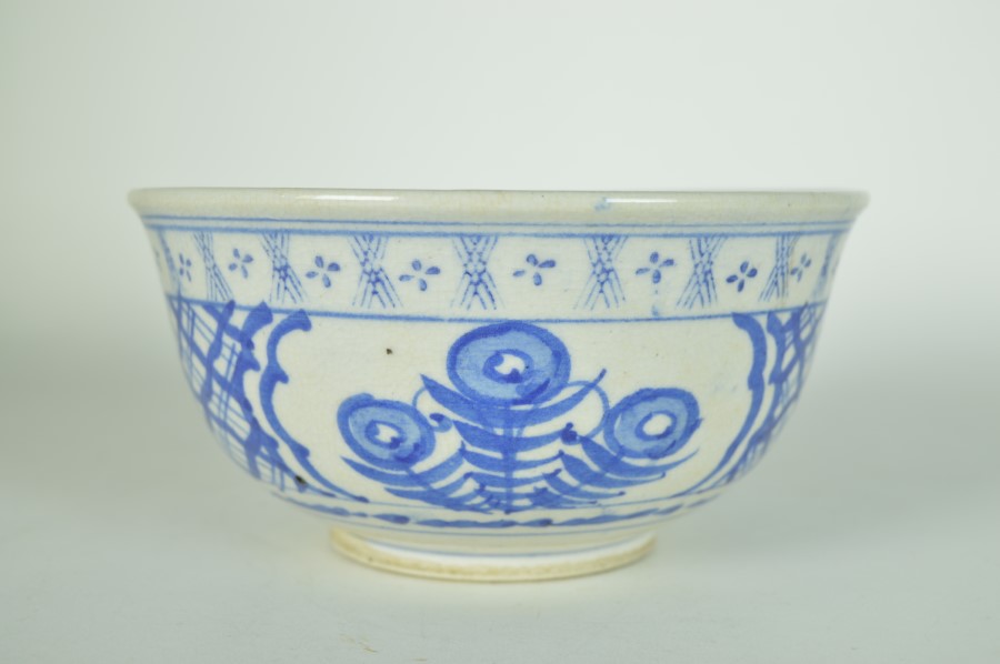 Chinese schaal blauw met grijs handgemaakt - antiek keramiek