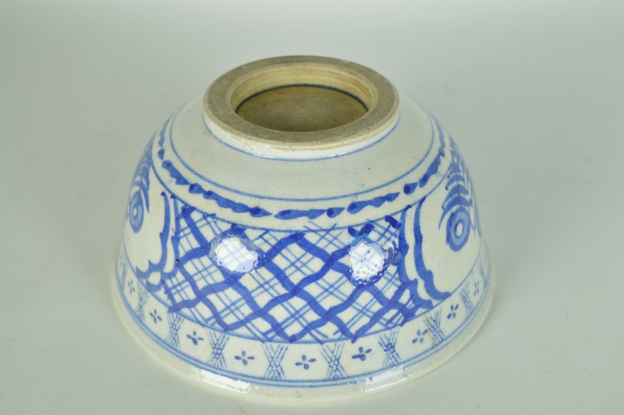 Chinese schaal blauw met grijs handgemaakt - antiek keramiek