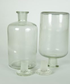 Apothekersflessen met smalle hals - inhoud: 1 liter glas - set van 2