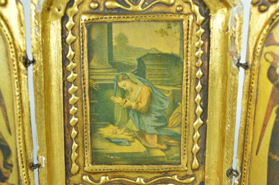 Drieluik Huisaltaar - Geboorte van Jezus - hout