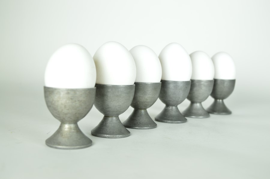 Eierdopjes van tin - set van 6