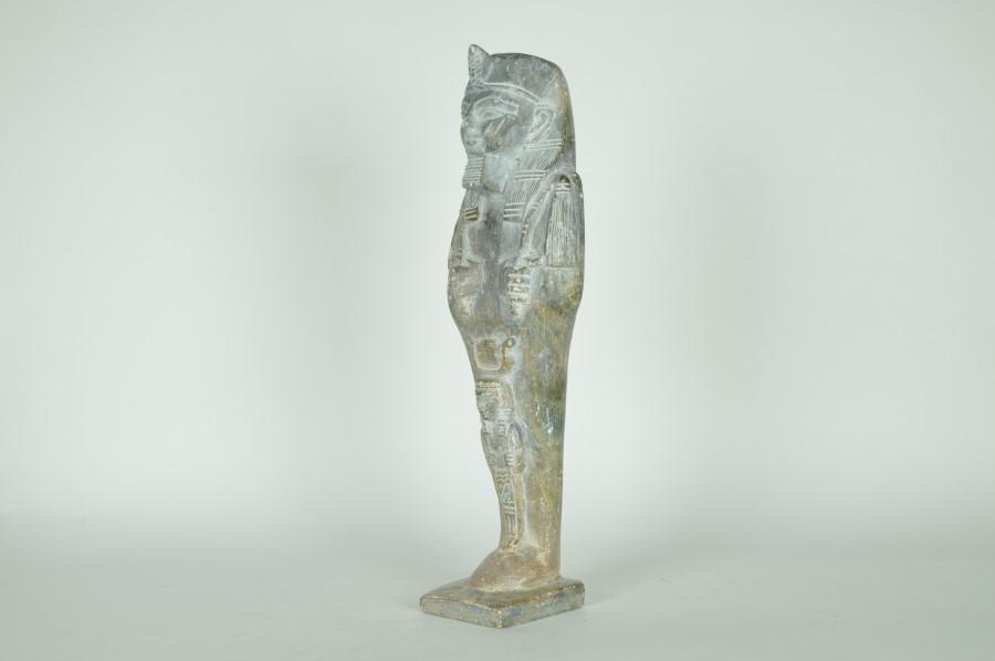 Egyptische Farao grijsgroen speksteen