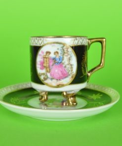 Kleine kop en schotel Versailles donkerblauw en goud - porselein