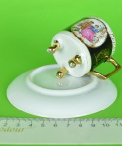 Kleine kop en schotel Versailles donkerblauw en goud - porselein