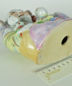 Lachende gelukkige Boeddha met 5 kinderen - porselein