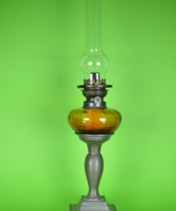 Olielamp tin en amberkleurig glas - Louis Borgsteijn