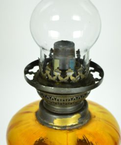 Olielamp tin en amberkleurig glas - Louis Borgsteijn