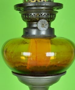 Olielamp tin en amberkleurig glas - Louis Borgsteijn