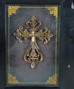 Religieus kruis barok - goud in zwarte lijst