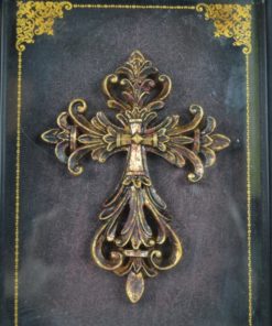 Religieus kruis barok - goud in zwarte lijst
