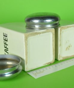 Voorraadbussen kaffee en zucker -aardewerk en chroom