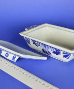 Botervloot Iris Delft Holland S - Antiek Blauw op wit aardewerk