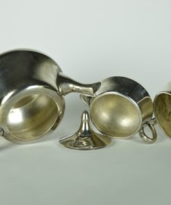 Theepot met melkkan en suikerpot - zilverkleurig metaal