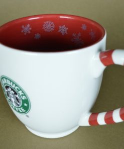 Starbucks mok Holiday Collection 2010 groene sirene wit, rood en paarse sneeuwvlokken