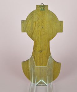 Wijwaterbakje Maria en kind Jezus - eikenhout, glas, metaal