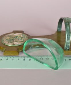 Wijwaterbakje Maria en kind Jezus - eikenhout, glas, metaal