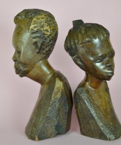 Hoofden Afrikaanse man en vrouw antiek - Tropisch hardhout