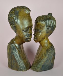 Hoofden Afrikaanse man en vrouw antiek - Tropisch hardhout