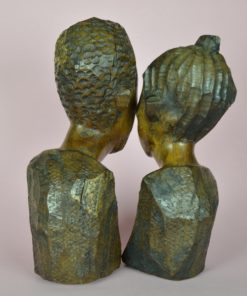 Hoofden Afrikaanse man en vrouw antiek - Tropisch hardhout