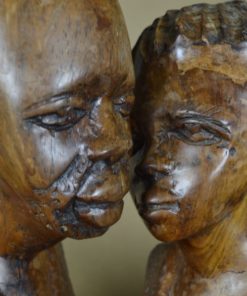 Hoofden Afrikaanse man en vrouw antiek - Tropisch hardhout