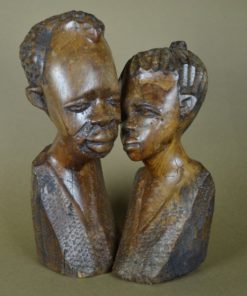 Hoofden Afrikaanse man en vrouw antiek - Tropisch hardhout