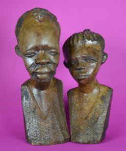 Hoofden Afrikaanse man en vrouw antiek - Tropisch hardhout