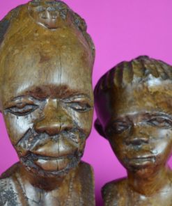 Hoofden Afrikaanse man en vrouw antiek - Tropisch hardhout