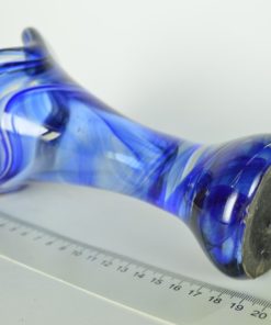 Vaas blauw en iets rood glas - Murano Italië