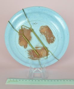 Wandbord parel en oester lichtblauw keramiek