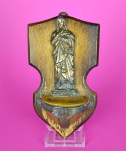 Wijwaterbakje Jezus - hout, glas, metaal