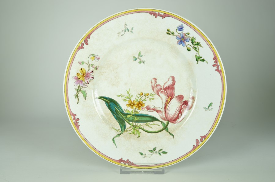Schaal op lage voet - Tulp Pompadour - Sarreguemines porselein - Afbeelding 3