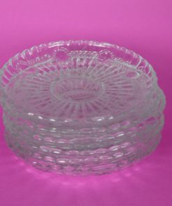 Schoteltjes - ovaal medaillon kleurloos glas - set van 6