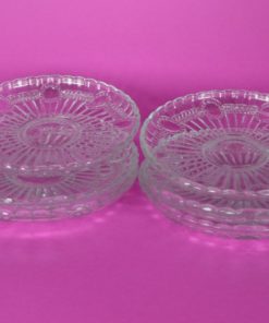 Schoteltjes - ovaal medaillon kleurloos glas - set van 6
