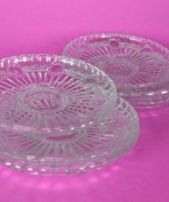 Schoteltjes - ovaal medaillon kleurloos glas - set van 6