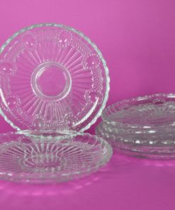 Schoteltjes - ovaal medaillon kleurloos glas - set van 6