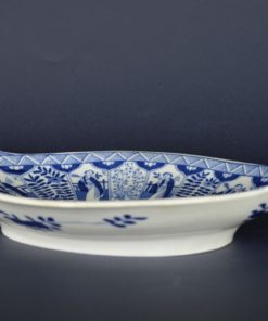 Schaal Japans ovaal blauw en wit - antiek porselein