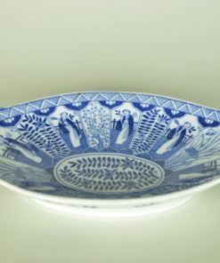 Schaal Japans ovaal blauw en wit - antiek porselein