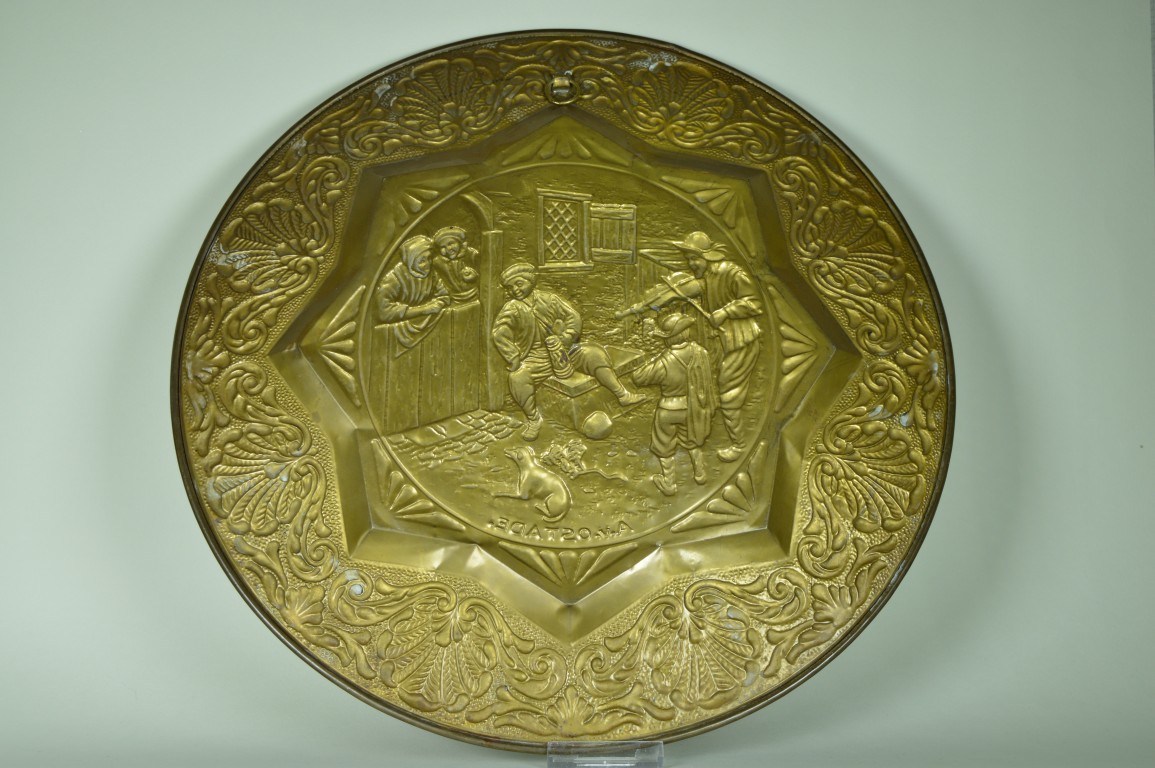 Wandbord A. van Ostade Herbergscene met muzikanten - Koper