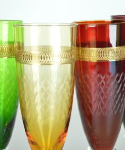 Gekleurde gegraveerde Champagneglazen - set van 4