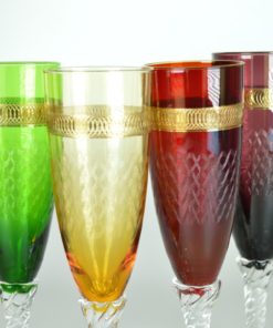 Gekleurde gegraveerde Champagneglazen - set van 4