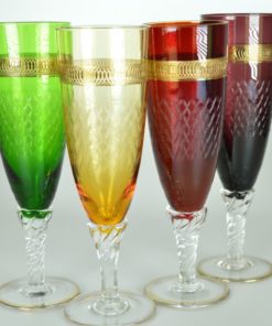 Gekleurde gegraveerde Champagneglazen - set van 4