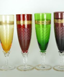 Gekleurde gegraveerde Champagneglazen - set van 4
