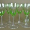Wijn- of portglazen met ribbel, groen en kleurloos glas - set van 6