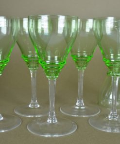 Wijn- of portglazen met ribbel, groen en kleurloos glas - set van 6