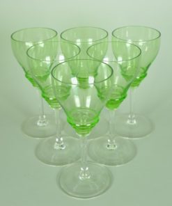 Wijn- of portglazen met ribbel, groen en kleurloos glas - set van 6