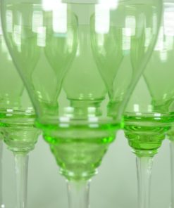 Wijn- of portglazen met ribbel, groen en kleurloos glas - set van 6