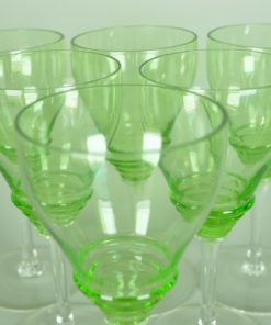 Wijn- of portglazen met ribbel, groen en kleurloos glas - set van 6
