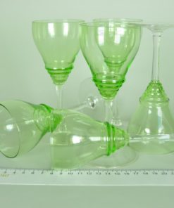 Wijn- of portglazen met ribbel, groen en kleurloos glas - set van 6