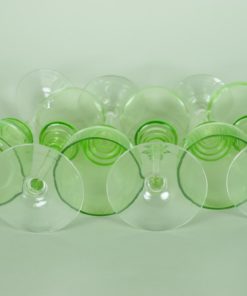 Wijn- of portglazen met ribbel, groen en kleurloos glas - set van 6